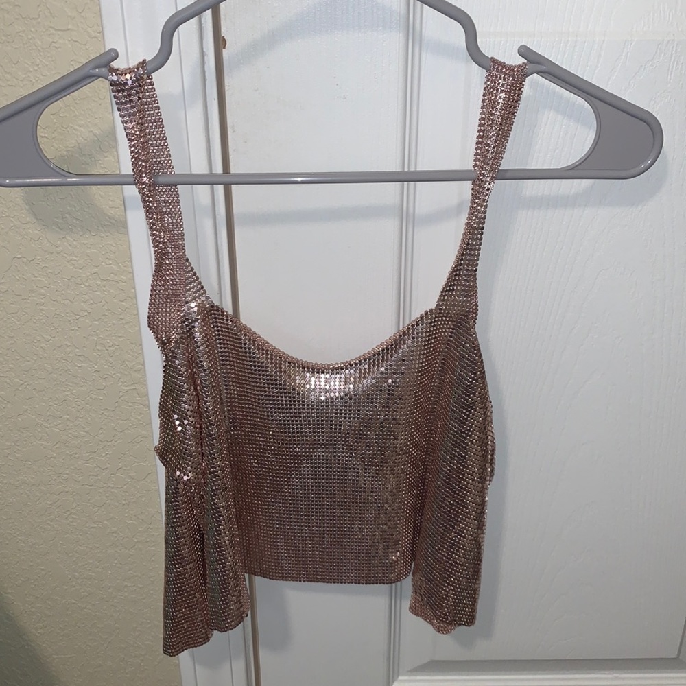 Rose Gold mesh chain top